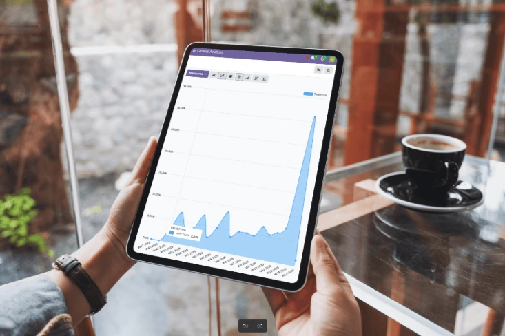 El informe de ventas del día en una tablet